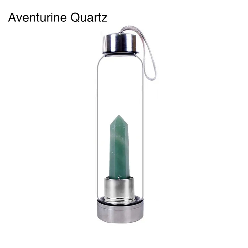 Quartz Gemstone Glass Water Bottle