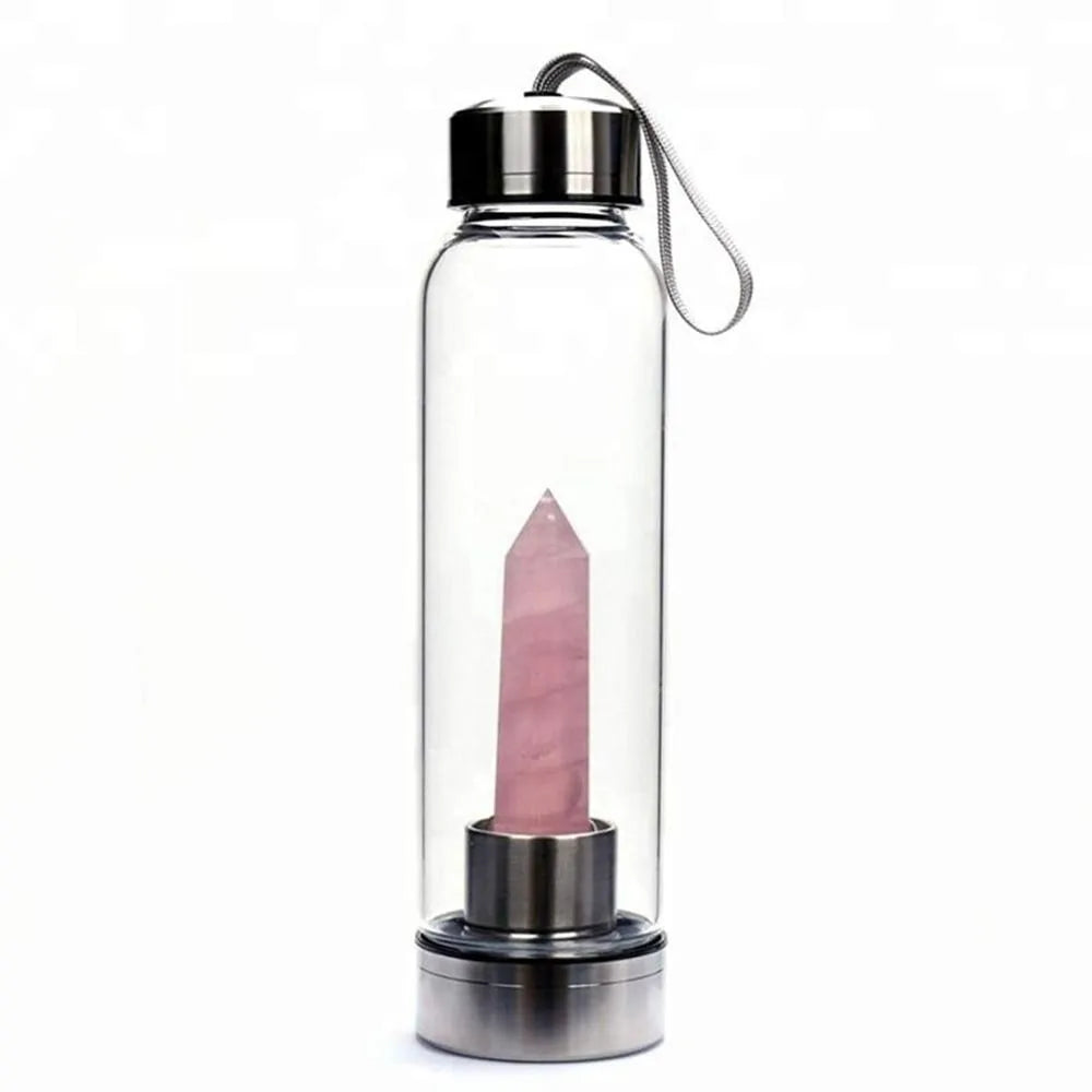 Quartz Gemstone Glass Water Bottle