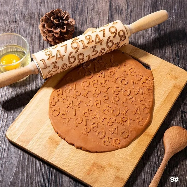 Christmas Deer Wooden Rolling Pin for Baking Cookies and Fondant