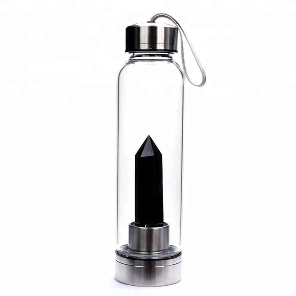 Quartz Gemstone Glass Water Bottle