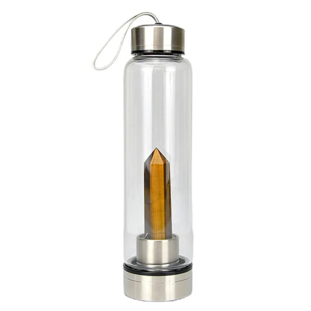 Quartz Gemstone Glass Water Bottle