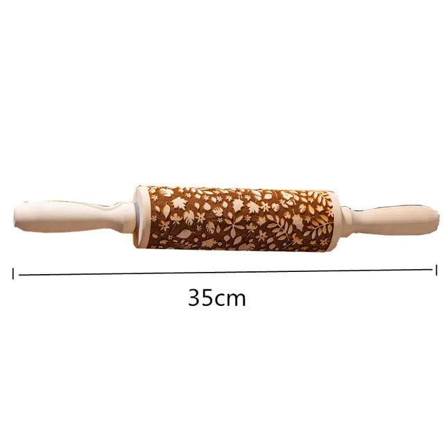 Christmas Deer Wooden Rolling Pin for Baking Cookies and Fondant