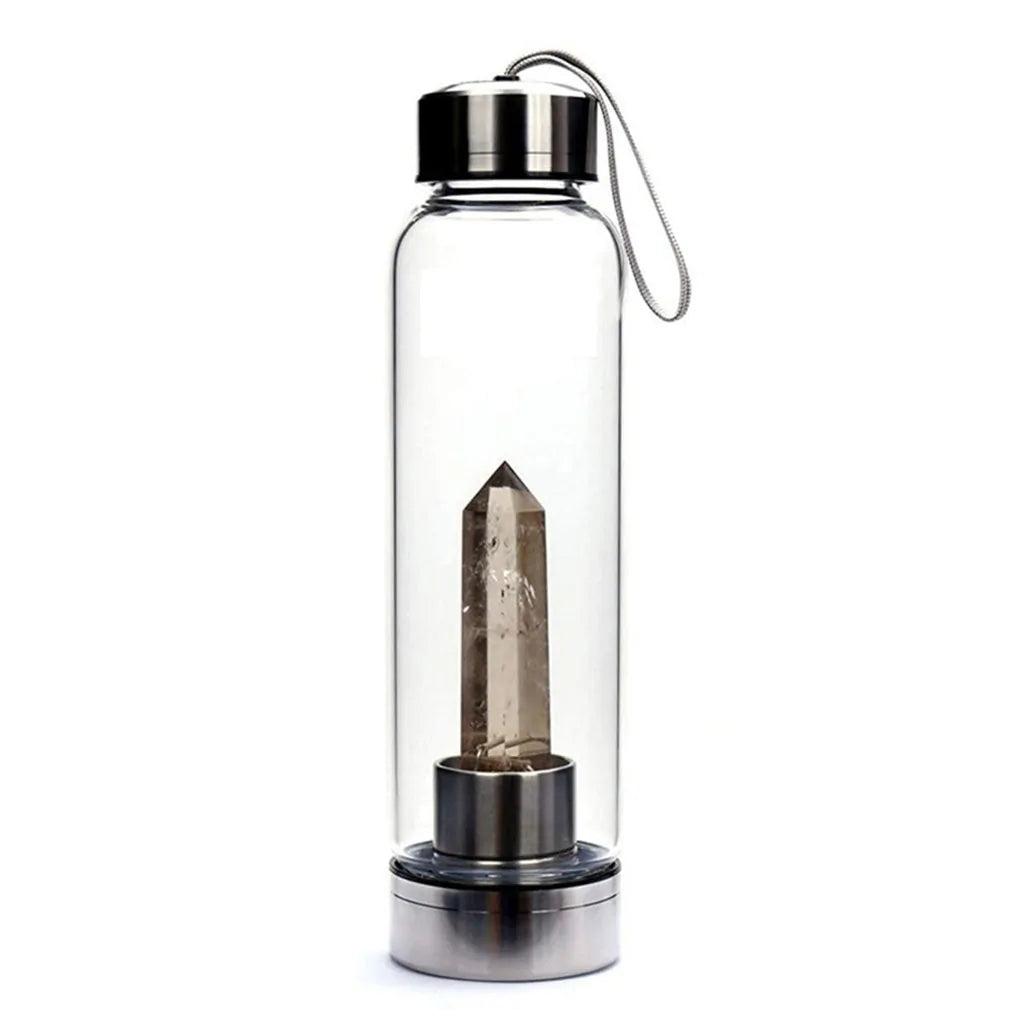 Quartz Gemstone Glass Water Bottle