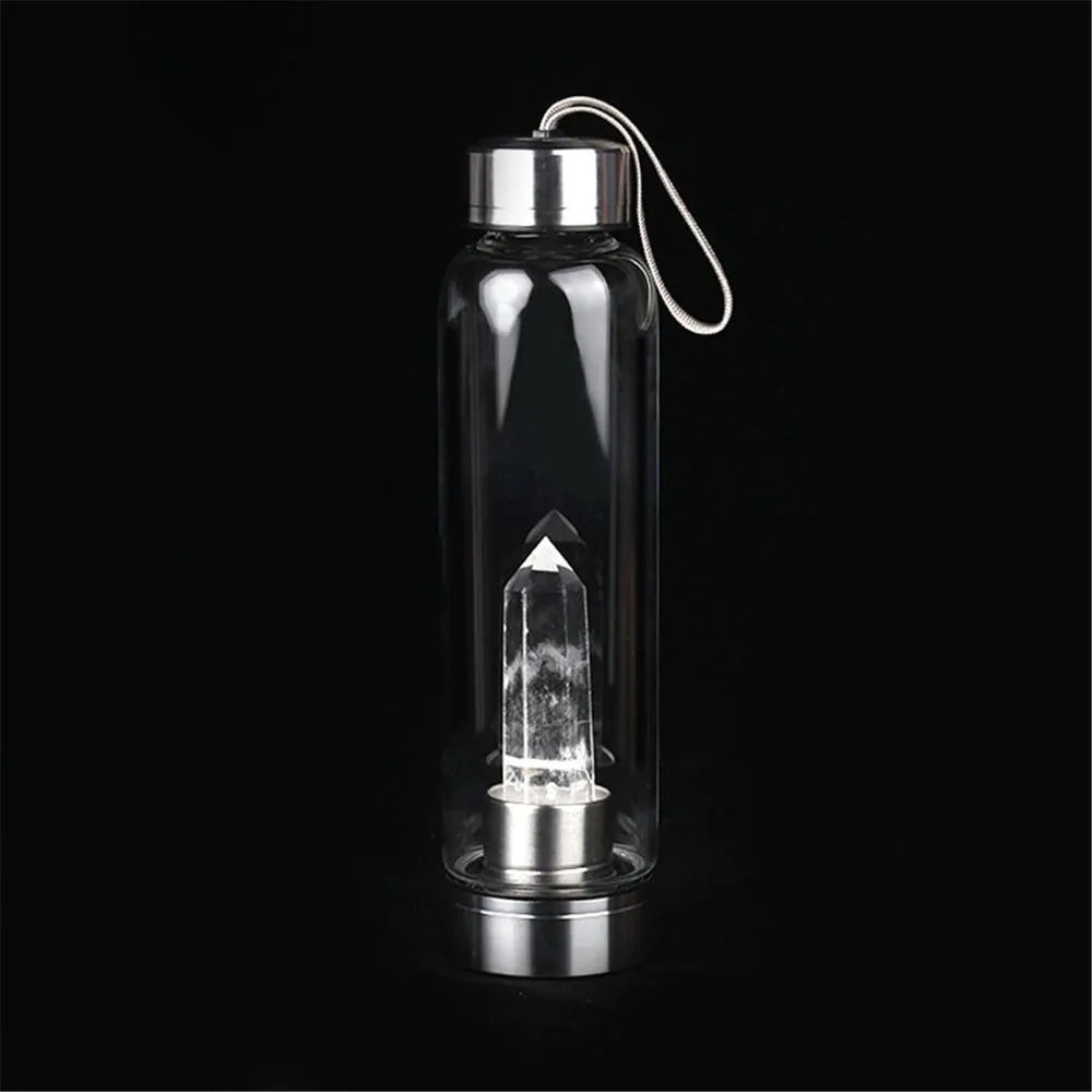 Quartz Gemstone Glass Water Bottle