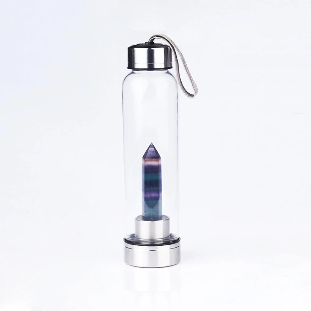 Quartz Gemstone Glass Water Bottle