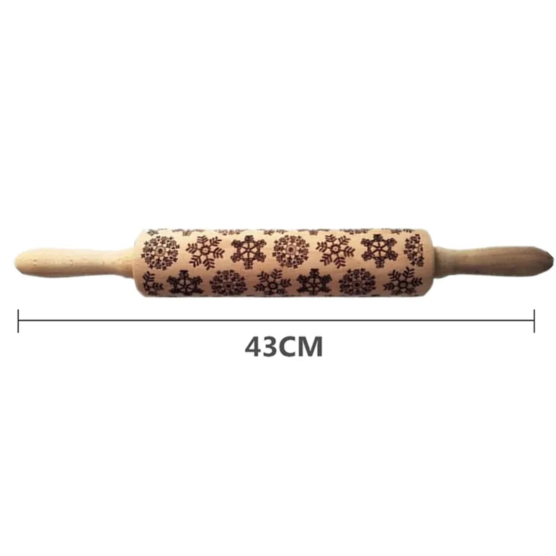 Christmas Deer Wooden Rolling Pin for Baking Cookies and Fondant