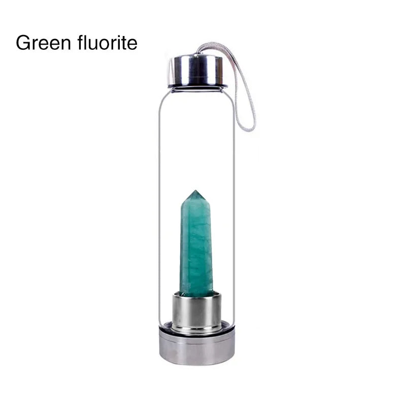 Quartz Gemstone Glass Water Bottle